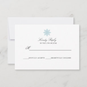 Enkelt Elegant Snöflake Light Blue bröllop OSA Kort