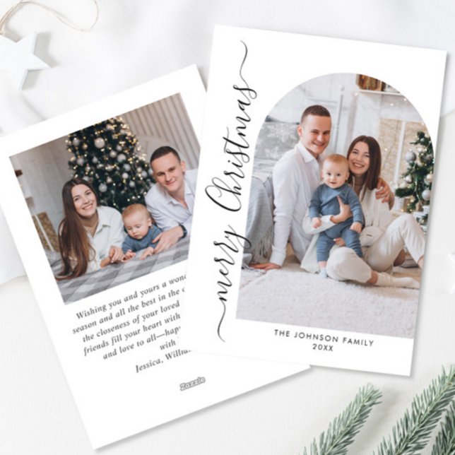 Enkelt Elegant Snyggt 2 PHOTO-jul Hälsning Julkort (Skapare uppladdad)
