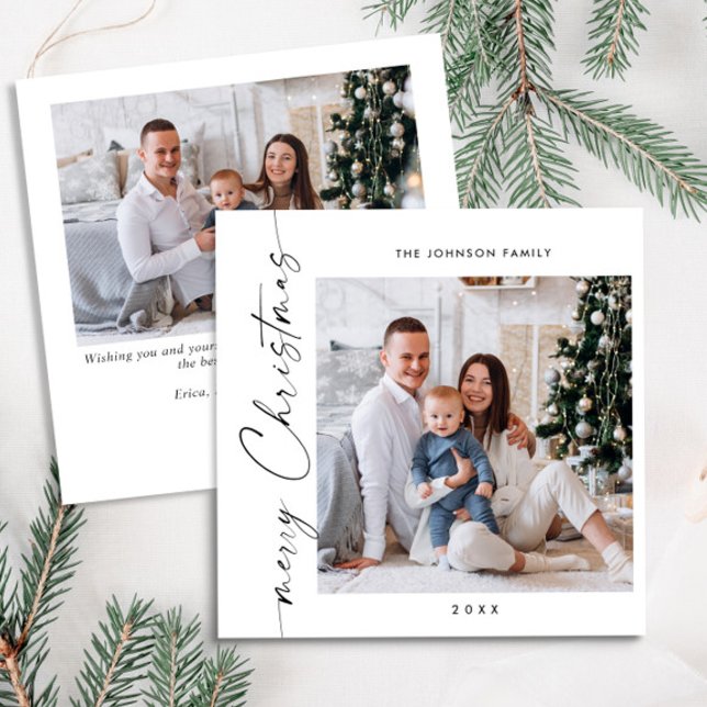 Enkelt Elegant Snyggt 2 PHOTO-jul Hälsning Julkort (Skapare uppladdad)