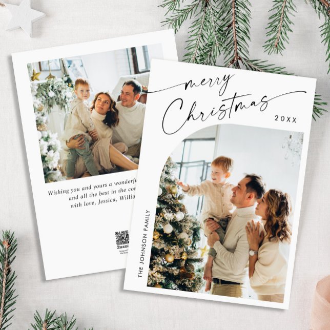 Enkelt Elegant Snyggt 2 PHOTO-jul Hälsning Julkort (Skapare uppladdad)