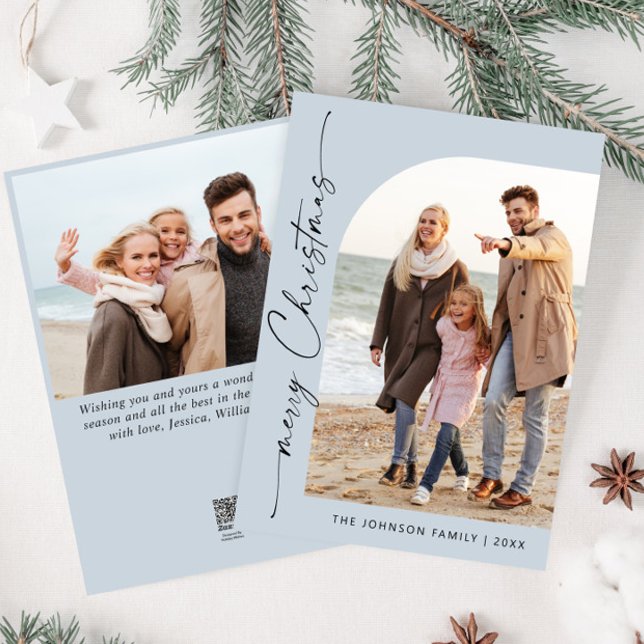 Enkelt Elegant Snyggt 2 PHOTO-jul Hälsning Julkort (Skapare uppladdad)