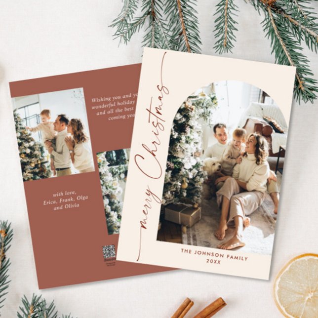 Enkelt Elegant Snyggt 3 PHOTO-jul Hälsning Julkort (Skapare uppladdad)