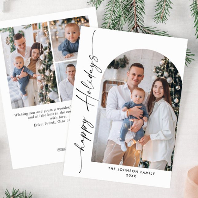 Enkelt Elegant Snyggt 4 PHOTO-jul Hälsning Julkort (Skapare uppladdad)