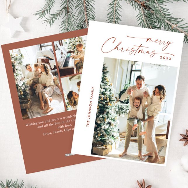 Enkelt Elegant Snyggt 4 PHOTO-jul Hälsning Julkort (Skapare uppladdad)