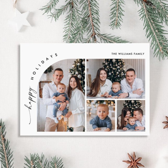 Enkelt Elegant Snyggt 4 PHOTO-jul Hälsning Julkort (Skapare uppladdad)
