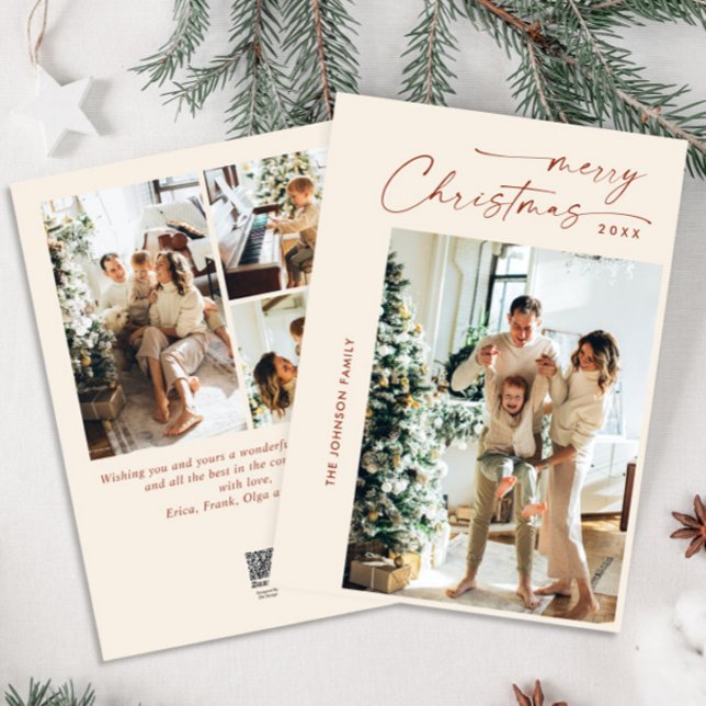 Enkelt Elegant Snyggt 4 PHOTO-jul Hälsning Julkort (Skapare uppladdad)