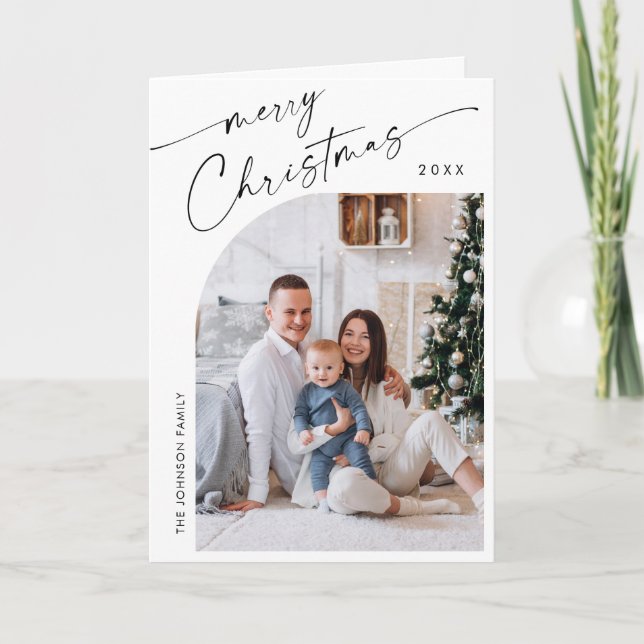 Enkelt Elegant Snyggt 5 PHOTO-jul Hälsning Helgkort (Framsida)