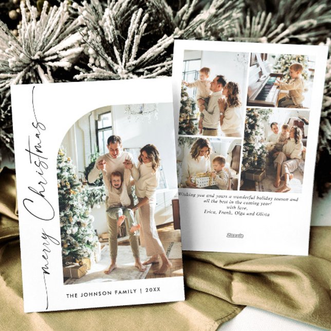 Enkelt Elegant Snyggt 5 PHOTO-jul Hälsning Julkort (Skapare uppladdad)