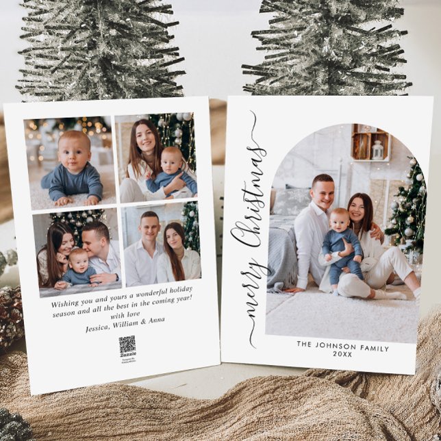 Enkelt Elegant Snyggt 5 PHOTO-jul Hälsning Julkort (Skapare uppladdad)