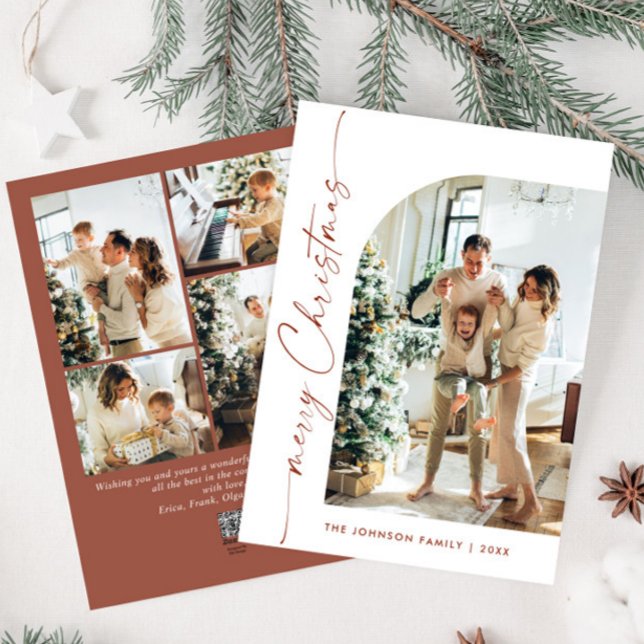 Enkelt Elegant Snyggt 5 PHOTO-jul Hälsning Julkort (Skapare uppladdad)
