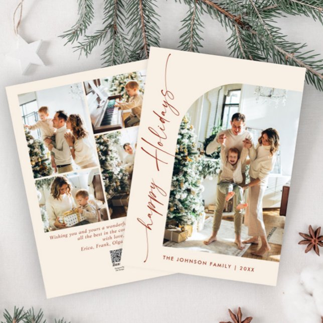 Enkelt Elegant Snyggt 5 PHOTO-jul Hälsning Julkort (Skapare uppladdad)