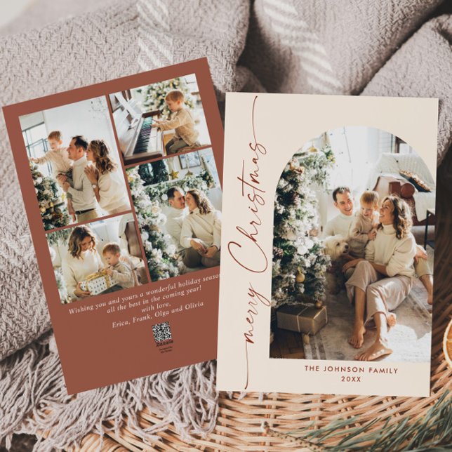 Enkelt Elegant Snyggt 5 PHOTO-jul Hälsning Julkort (Skapare uppladdad)