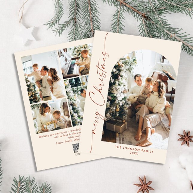 Enkelt Elegant Snyggt 5 PHOTO-jul Hälsning Julkort (Skapare uppladdad)