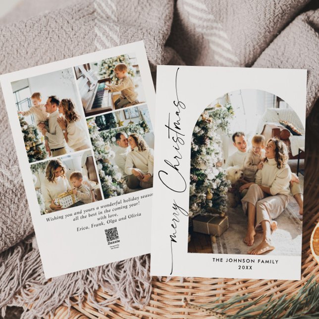 Enkelt Elegant Snyggt 5 PHOTO-jul Hälsning Julkort (Skapare uppladdad)
