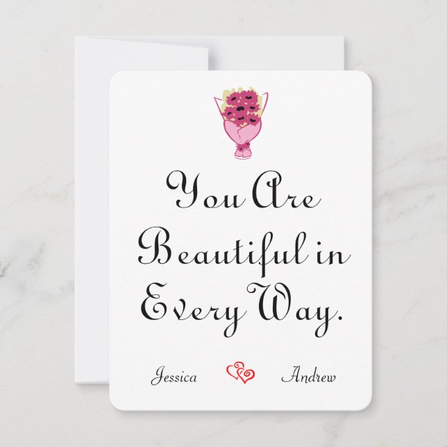 enkelt elegant sött valentinskort, Sött för par Anteckningskort (Framsida)