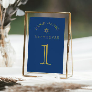 Enkelt Elegant Stjärna Bar Mitzvah Bordnummer Inbjudningar