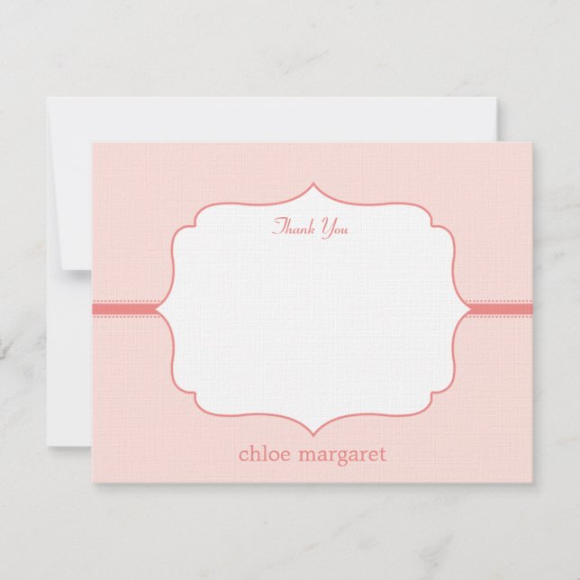 Enkelt Elegant - stort tackkort - Rosa Tack Kort (Framsida)
