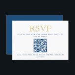 Enkelt Elegant, svarskort för Guld QR-kod i blått Inbjudningar<br><div class="desc">Det här trendiget infogar kort med fet stil på framsidan,  tillsammans med anpassningsbarnas QR-kod och solid färg på baksidan. Lägg till texten med hjälp av mallformuläret. Ändra teckensnitt,  layout och färg på den avancerade redigeringsmenyn.</div>