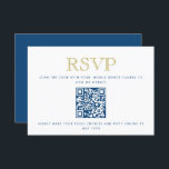 Enkelt Elegant, svarskort för Guld QR-kod i blått Inbjudningar<br><div class="desc">Det här trendiget infogar kort med fet stil på framsidan,  tillsammans med anpassningsbarnas QR-kod och solid färg på baksidan. Lägg till texten med hjälp av mallformuläret. Ändra teckensnitt,  layout och färg på den avancerade redigeringsmenyn.</div>