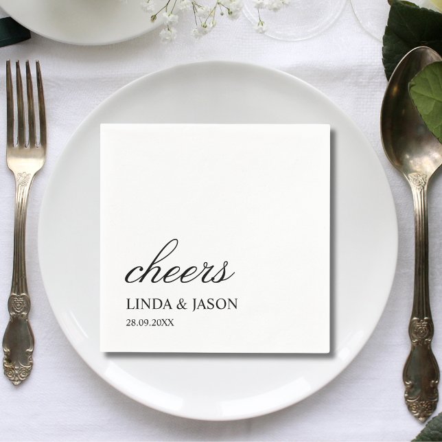 Enkelt Elegant Typografi Personlig Bröllop Pappersservett (Skapare uppladdad)