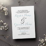 Enkelt elegant, vit pastellblå modern Bröllop Inbjudningar<br><div class="desc">Enkel vit pastellblå,  modern bröllopsinbjudan till eleganten. Denna minimalistiska amperandinbjudan är perfekt för varje klassad och sofistikerad glam-flicka. Den här designen är perfekt för en händelse i trendig och snyggt party. Anpassa den här designen med egen information om meddelande och personlig. Alla designer skrivs ut.</div>