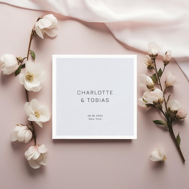 Enkelt elegant, vitt blått bröllop pappersservett (Skapare uppladdad)