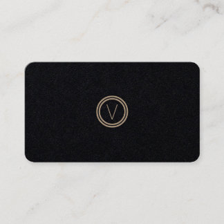 Enkelt elegantt modernt svartpapper för Monogram | Visitkort