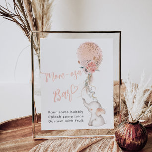 Enkelt Elephant & Balloon Baby Shower momosa pub Poster