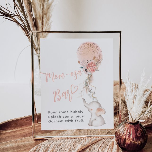 Enkelt Elephant & Balloon Baby Shower momosa pub Poster (Skapare uppladdad)