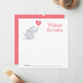 Enkelt Elephant & Heart Balloon Önskemål för Baby Anteckningskort