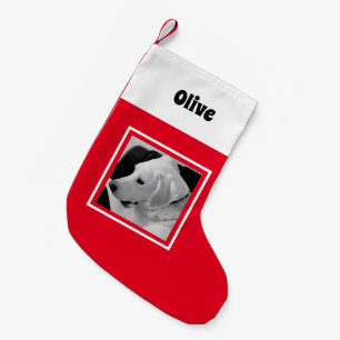 Enkelt ett fotorött och vitt liten julstrumpa