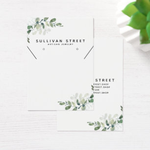 Enkelt Eucalyptus Earrings Necklace Visning Card Visitkort
