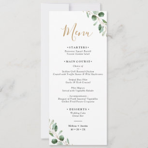 Enkelt Eucalyptus Greenery Bröllop Long Menu-kort Inbjudningar