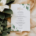 Enkelt Eucalyptus Greenery Bröllop-menykort Inbjudningar<br><div class="desc">Den här anpassade Menu-mallen är designad att samordna med vår Moody Grey bröllop-samling och har ett guld-geometriskt ram accenterat med vattenfärgen eucalyptus greenery grenar,  med guld och grått-text. Om du vill göra avancerade ändringar väljer du alternativet "Klicka för att anpassa ytterligare" under Anpassa den här mallen.</div>