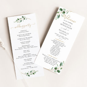 Enkelt Eucalyptus Greenery Ceremony-program Meny