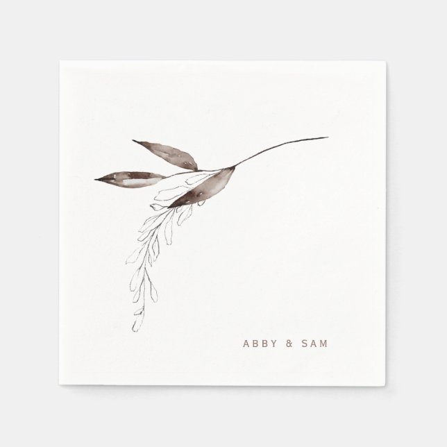 Enkelt Fall Foliage Bröllop par Namn Cocktail Pappersservett (Framsidan)