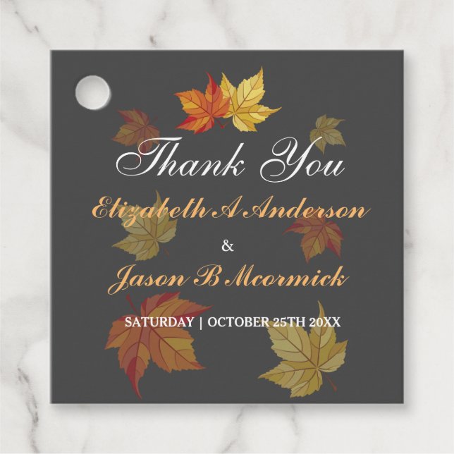 Enkelt fallande maple Löv Bröllop Gåvor Etiketter (Framsida)