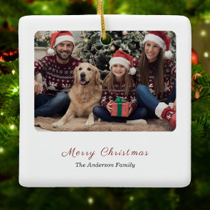 Enkelt familjefoto God jul Ornament