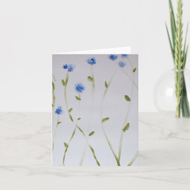 Enkelt färgat Blåa blommor-anteckningskort Kort (Framsida)