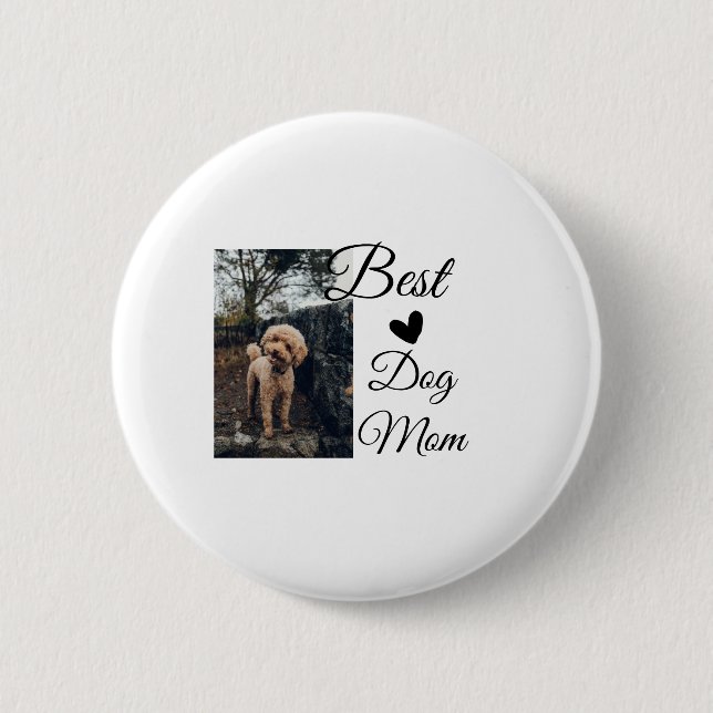 Enkelt färgat djur tillför namn foto hund mamma-gå knapp (Framsida)