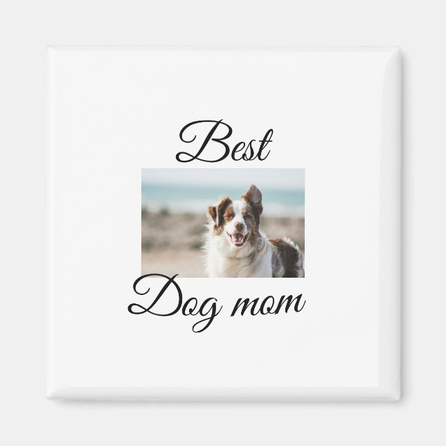 Enkelt färgat djur tillför namn foto hund mamma-gå magnet (Framsidan)