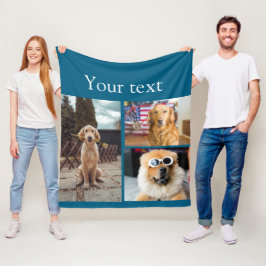 Enkelt färgat djur tillför namn fotokollage fleecefilt