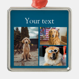 Enkelt färgat djur tillför namn fotokollage julgransprydnad metall