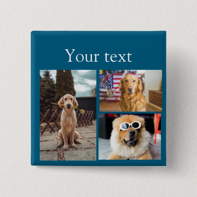 Enkelt färgat djur tillför namn fotokollage knapp (Framsida)