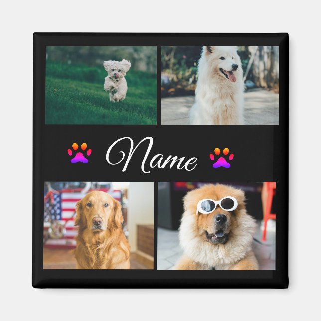 Enkelt färgat djur tillför namn fotokollage magnet (Framsidan)