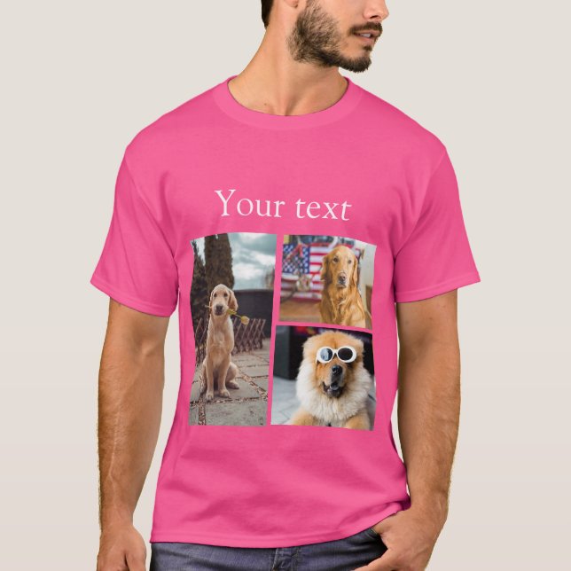 Enkelt färgat djur tillför namn fotokollage t shirt (Framsida)