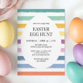 Enkelt färgat Påskägg Hunt Stripe Cute Party Inbjudningar