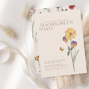 Enkelt färgat Wildblomma Bachelorette Party Inbjudningar