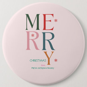 Enkelt Färgglatt God Jul Rosa Knapp