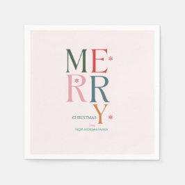 Enkelt färgglatt God Jul rosa Pappersservett